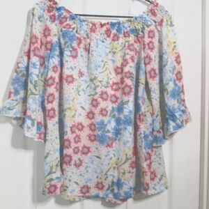 peasant top Romantic Hut Boho floral print Medium